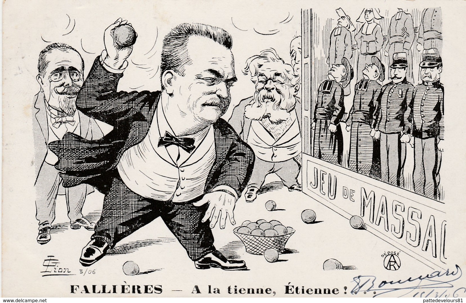 CPA Caricature Satirique Politique Jeu De Massacre FALLIERES ROUVIER Anti Cléricalisme Illustrateur  G. LION (2 Scans) - Satiriques