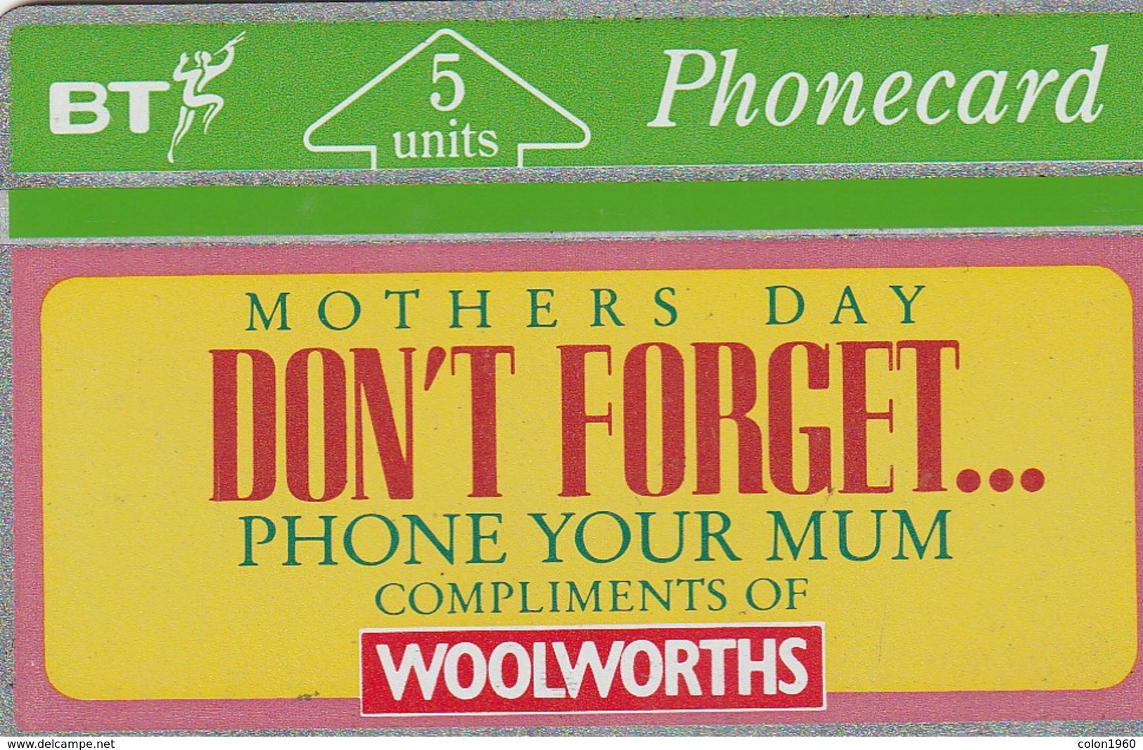 REINO UNIDO. Woolworths - Mothers' Day. 5U. 01/1992. 261F. BTA-031. (635) - Autres & Non Classés