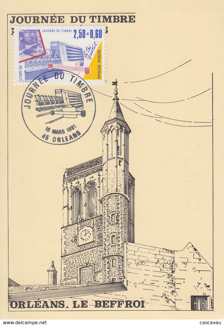 Carte  Locale  1er  Jour  JOURNEE  Du  TIMBRE    ORLEANS   1991 - Giornata Del Francobollo