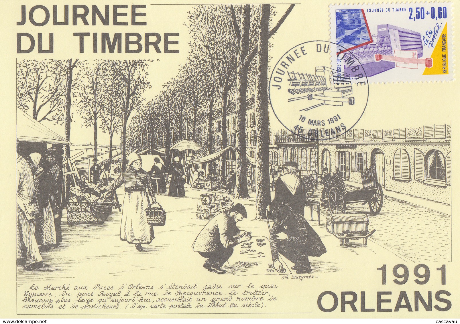Carte  Locale  1er  Jour   JOURNEE  Du  TIMBRE    ORLEANS   1991 - Giornata Del Francobollo