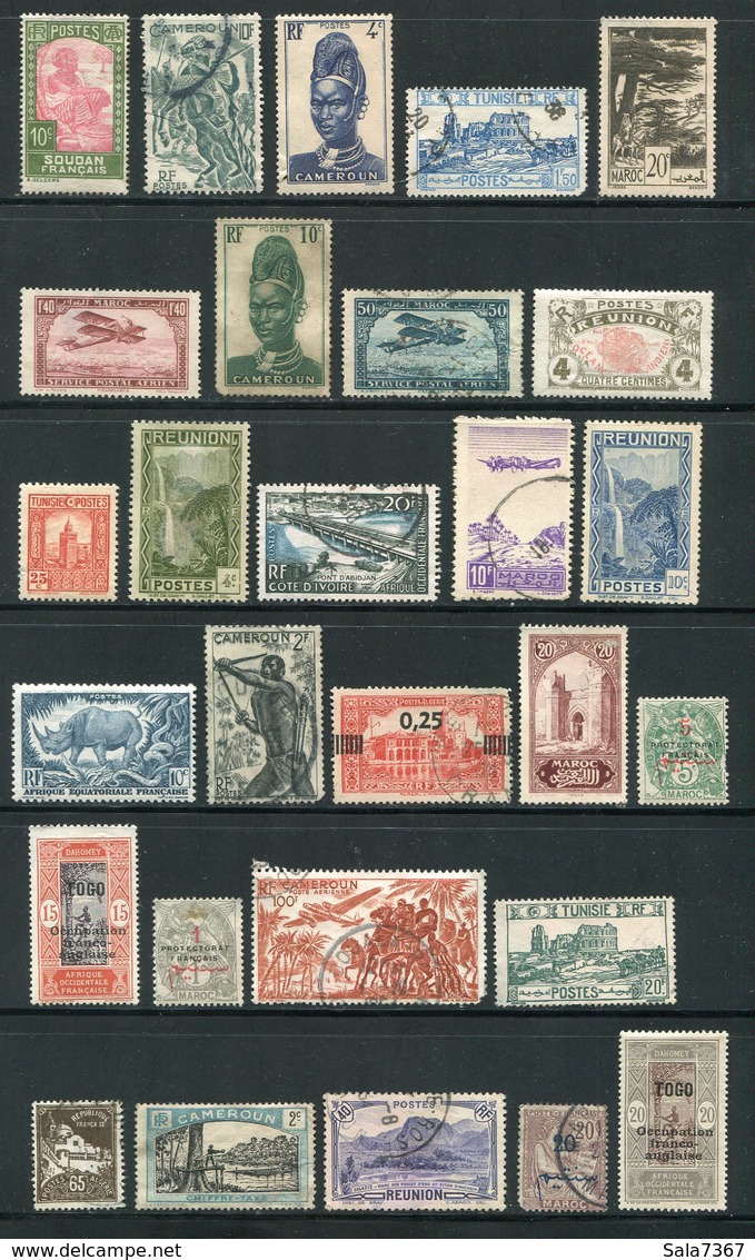 Lot De 183 Timbres Des Anciennes Colonies, Neufs, Oblitérés, Tous Défectueux (coupures, Amincis, Tâches Etc...) - Collections