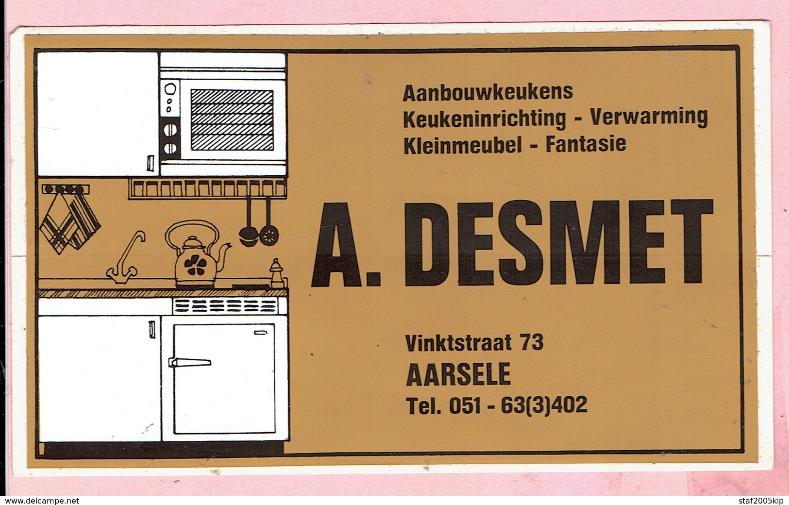 Sticker - A. DESMET - VINKTSTRAAT AARSELE - Keukens Verwarming - Autocollants