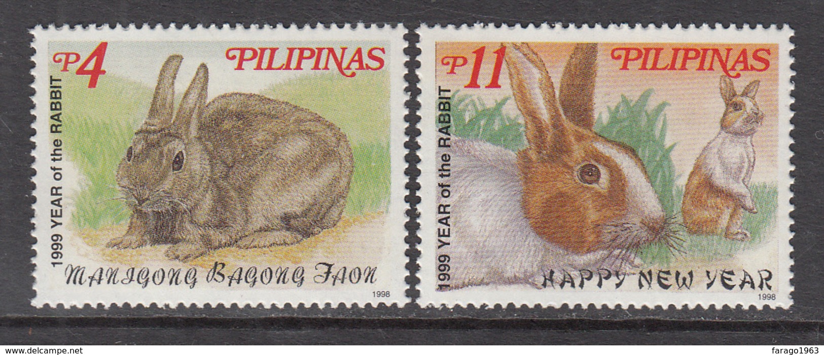 1998 Philippines Year Of The Rabbit Complete Set Of 2 MNH - Philippines