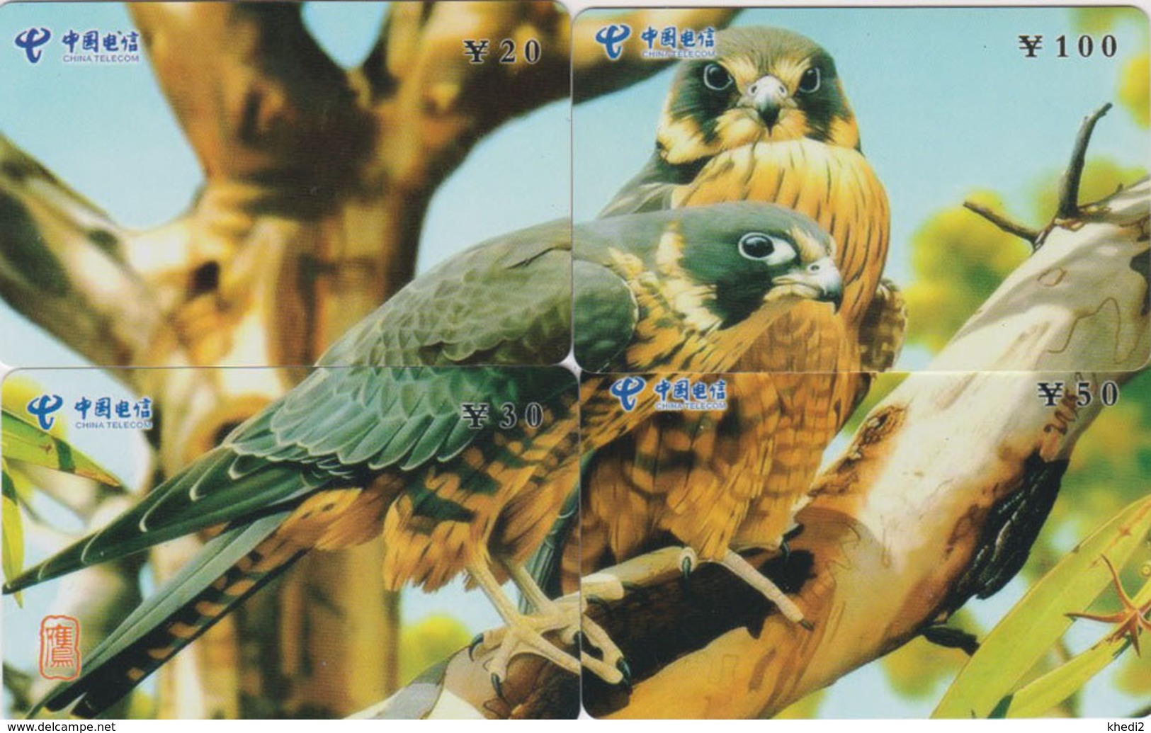 PUZZLE De 4 TC Chine - ANIMAL - OISEAU Rapace - FAUCON - HAWK BIRD Phonecards Telefonkarten - 4506 - Puzzles