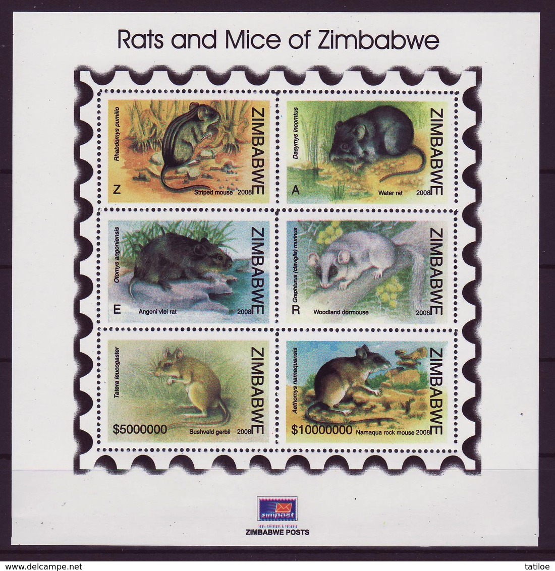 Zimbabwe 2008 Rats & Mice Mini-Sheet, MNH / Mint / ** (Simbabwe) - Zimbabwe (1980-...)