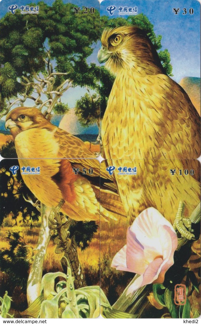 PUZZLE De 4 TC Chine - ANIMAL - OISEAU Rapace - FAUCON - HAWK BIRD Phonecards Telefonkarten - 4507 - Puzzles