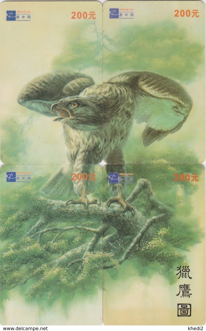 PUZZLE De 4 TC Chine - ANIMAL - OISEAU Rapace - AIGLE AUTOUR - EAGLE BIRD Phonecards Telefonkarten - 4510 - Puzzles