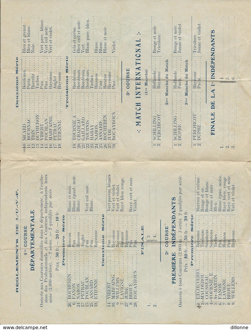 D  64  PAU  PROGRAMME Du VELO CLUB BEARNAIS  Courses De Bicyclettes Availle De Pau 11 Mai 1913 - Autres & Non Classés