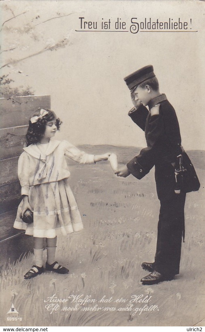 AK Treu Ist Die Soldatenliebe - Bub In Uniform Und Mädchen - Kinder - Patriotika - 1913 (45413) - Weltkrieg 1914-18