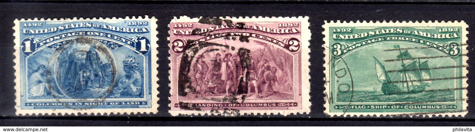 1893 USA - 400 Years Of Columbus Discovery Of America - 1c,2c,3c Used -MI 73-75 - Used Stamps