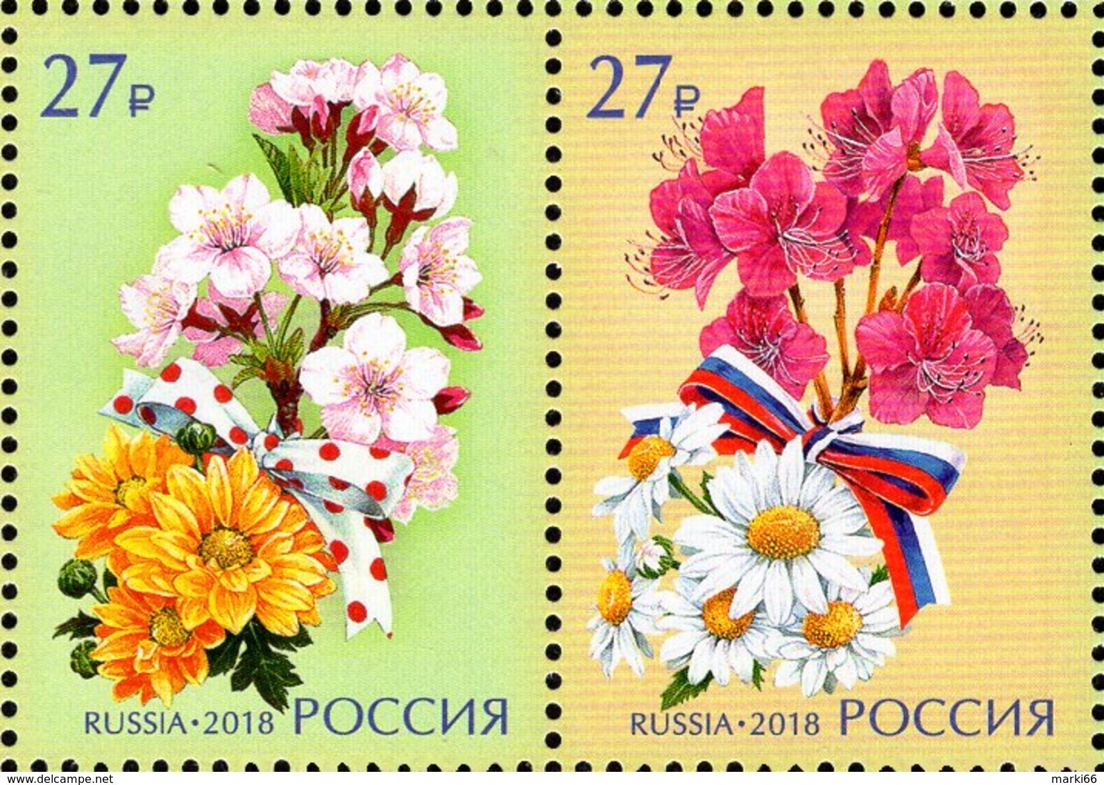 Russia - 2018 - Flowers - Japanese Year In Russia - Joint Issue With Japan - Mint Stamp Set - Unused Stamps