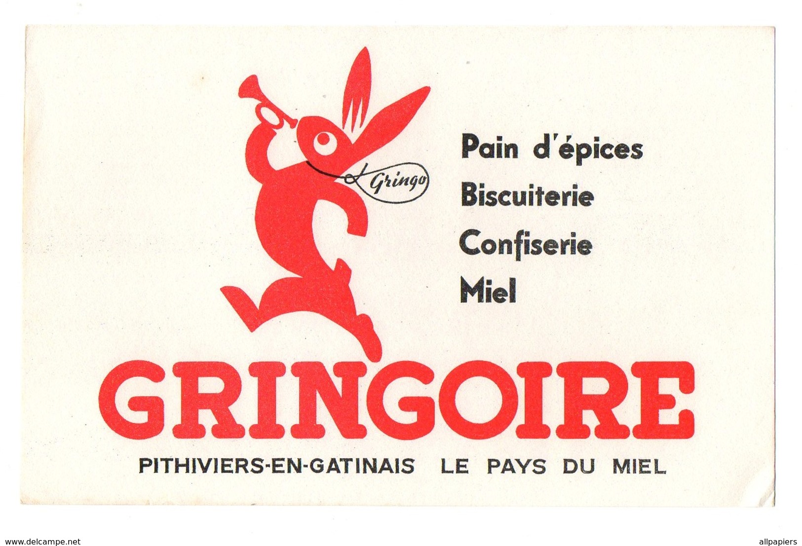 Buvard Gringoire Pain D'épices Biscuiterie Confiserie Miel Pithiviers-en-Gatinais Le Pays Du Miel - Mosterd