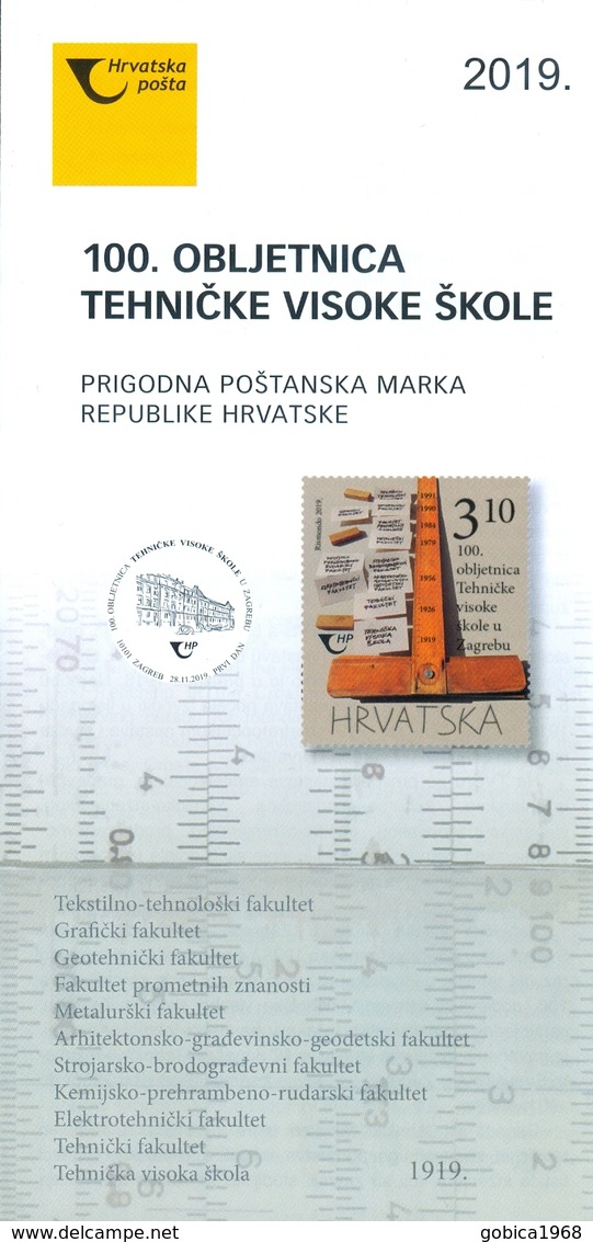 Croatia 2019 Registered Mail / Polytecnic / University / Faculty Of Geodesy / R. Boskovic / Technical Ruler / Theodolite - Kroatien