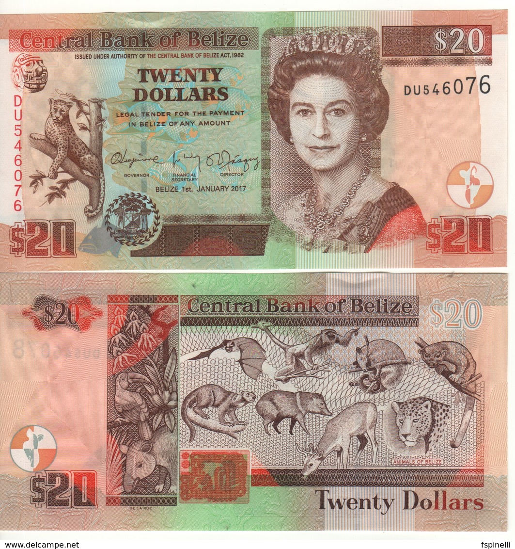 BELIZE  20  Dollari  (1.1. 2017)    P69f   UNC - Belize