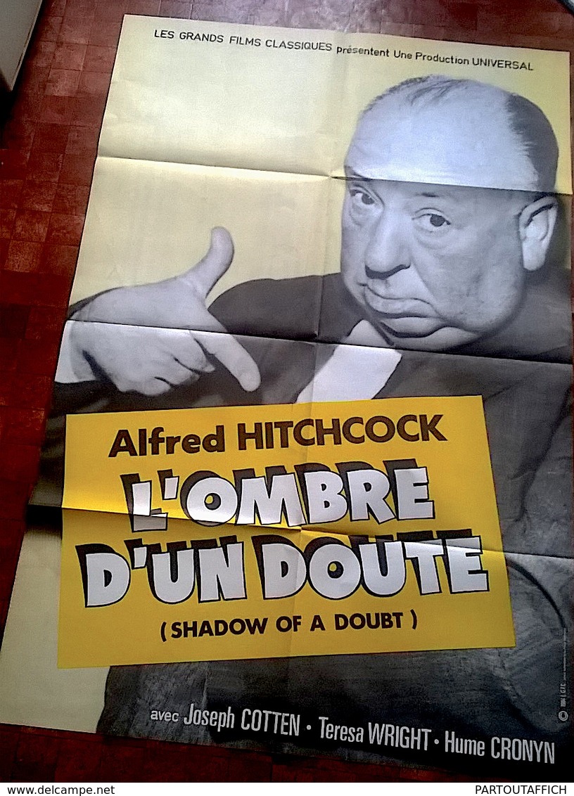 Aff Ciné Orig L OMBRE D UN DOUTE 120x80cm/1943/ Hitchcock J Cotten - Plakate & Poster