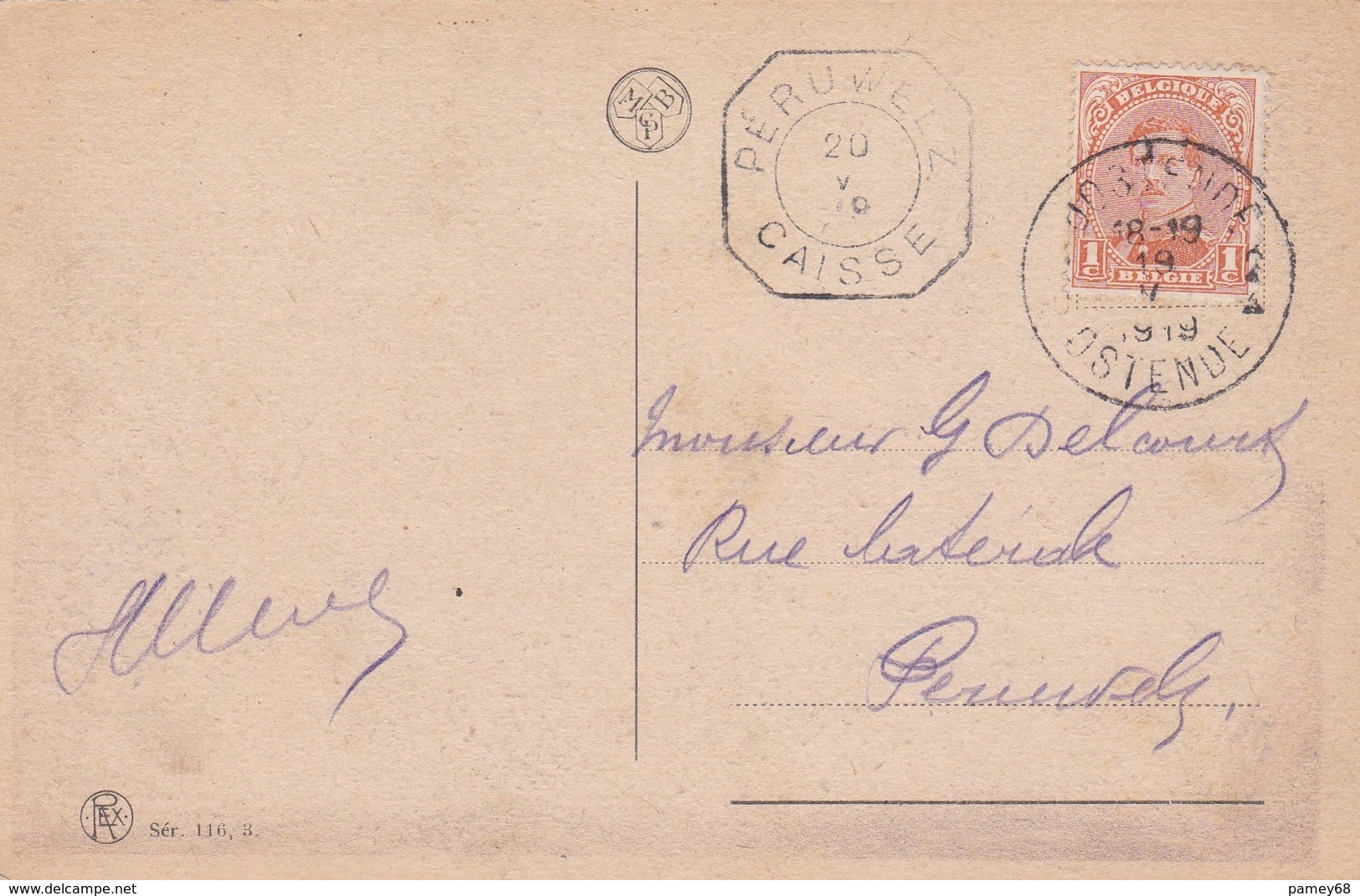 Carte Postale Obliteration " Peruwelz Caisse 20.05.1919  " - Otros & Sin Clasificación