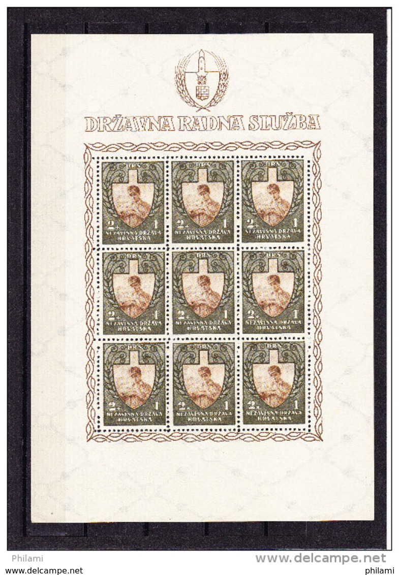 CROATIE YT 69/71  ** MNH, SHEET OF 9. (4R11) - Croatie