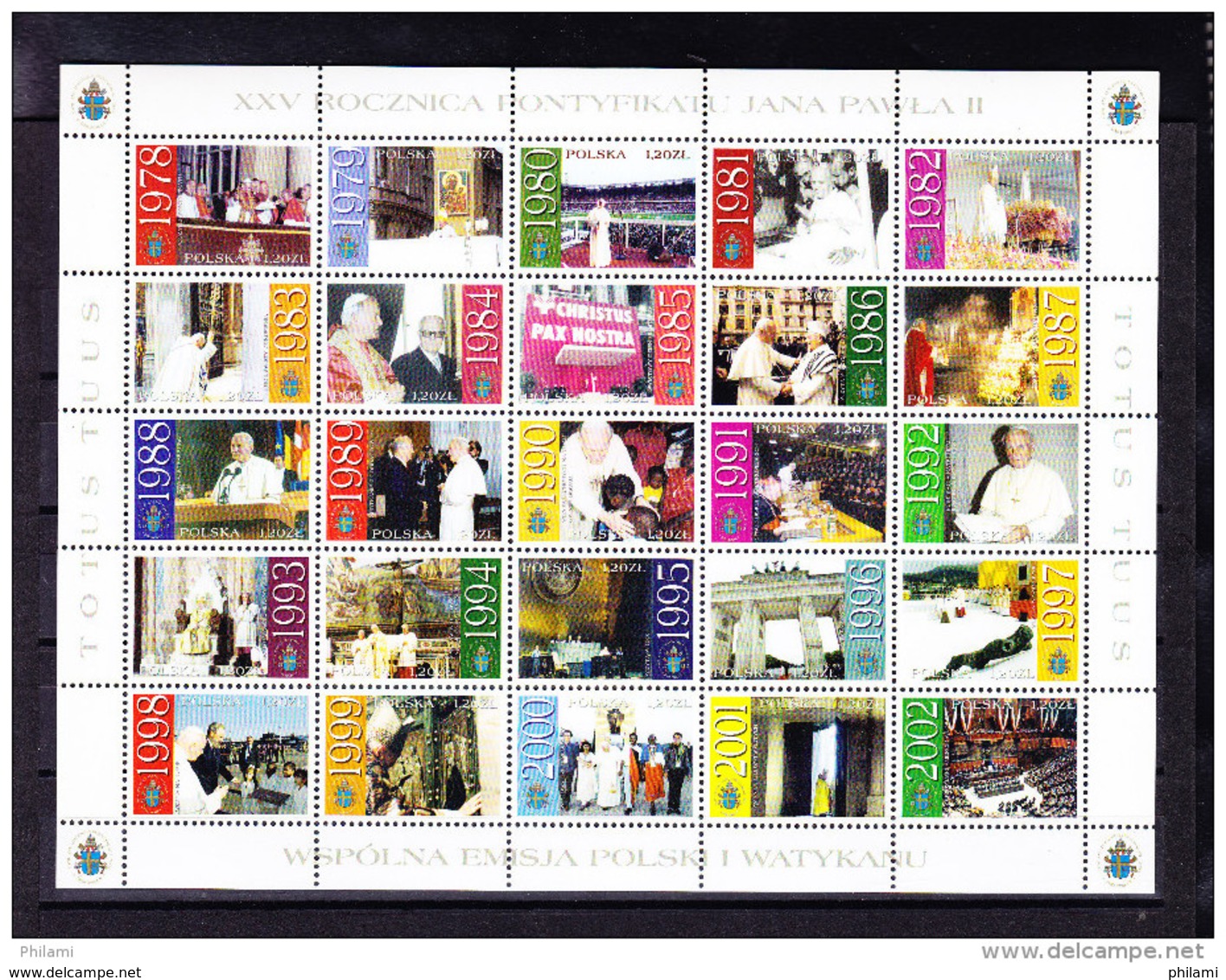 POLOGNE YT 3770/94 ** MNH VOYAGES DU PAPE JEAN PAUL II. (4V43) - Blocs & Feuillets