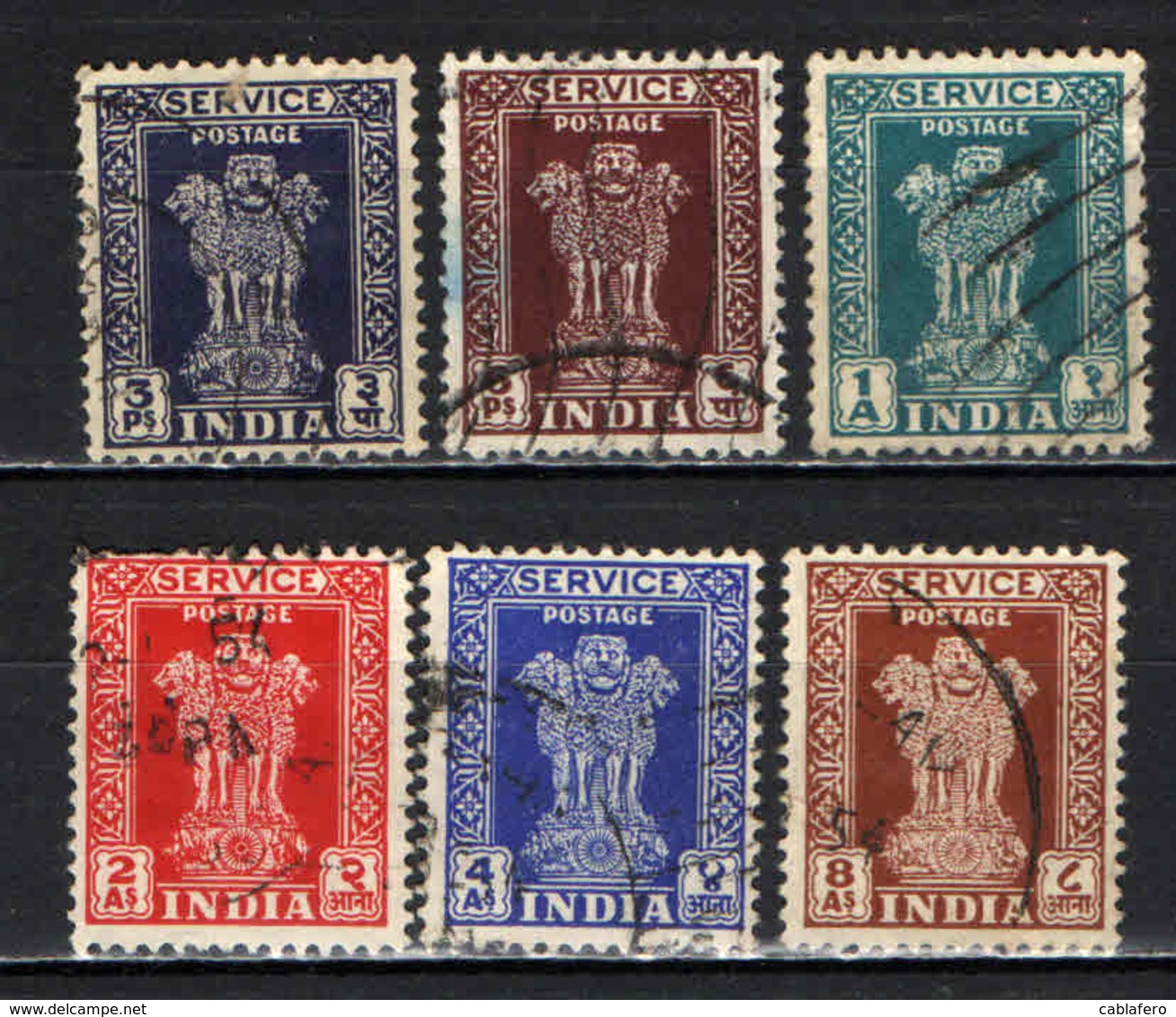 INDIA - 1950 - Capital Of Asoka Pillar - VALORI IN PS E AS - USATI - Dienstmarken