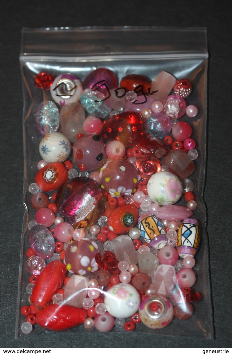 Beau Lot De 90gr Perles à Diminante Coloris Rouge (verre, Céramique, Synthétique) - Perle