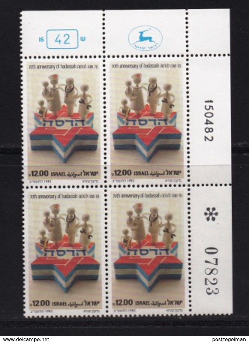 ISRAEL, 1982, Cylinder Corner Blocks Stamps, (No Tab), Star Of David - Hadassah, SGnr. 866, X1090 - Unused Stamps (without Tabs)