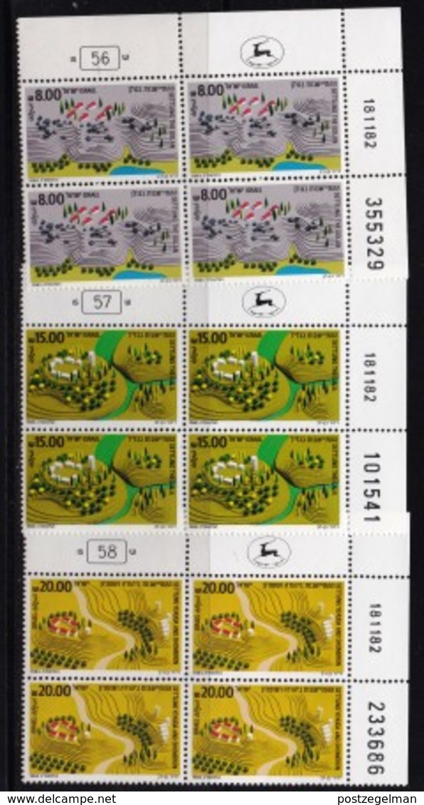 ISRAEL, 1983, Cylinder Corner Blocks Stamps, (No Tab), Settlements - Yehuda Shomeron, SGnr. 894-896, X1092 - Unused Stamps (without Tabs)