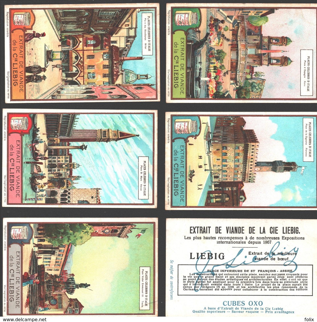 Liebig - Vintage Chromos - Series Of 6 / Série Complète - Places Célèbres D'Italie - En Français - Italia - Liebig