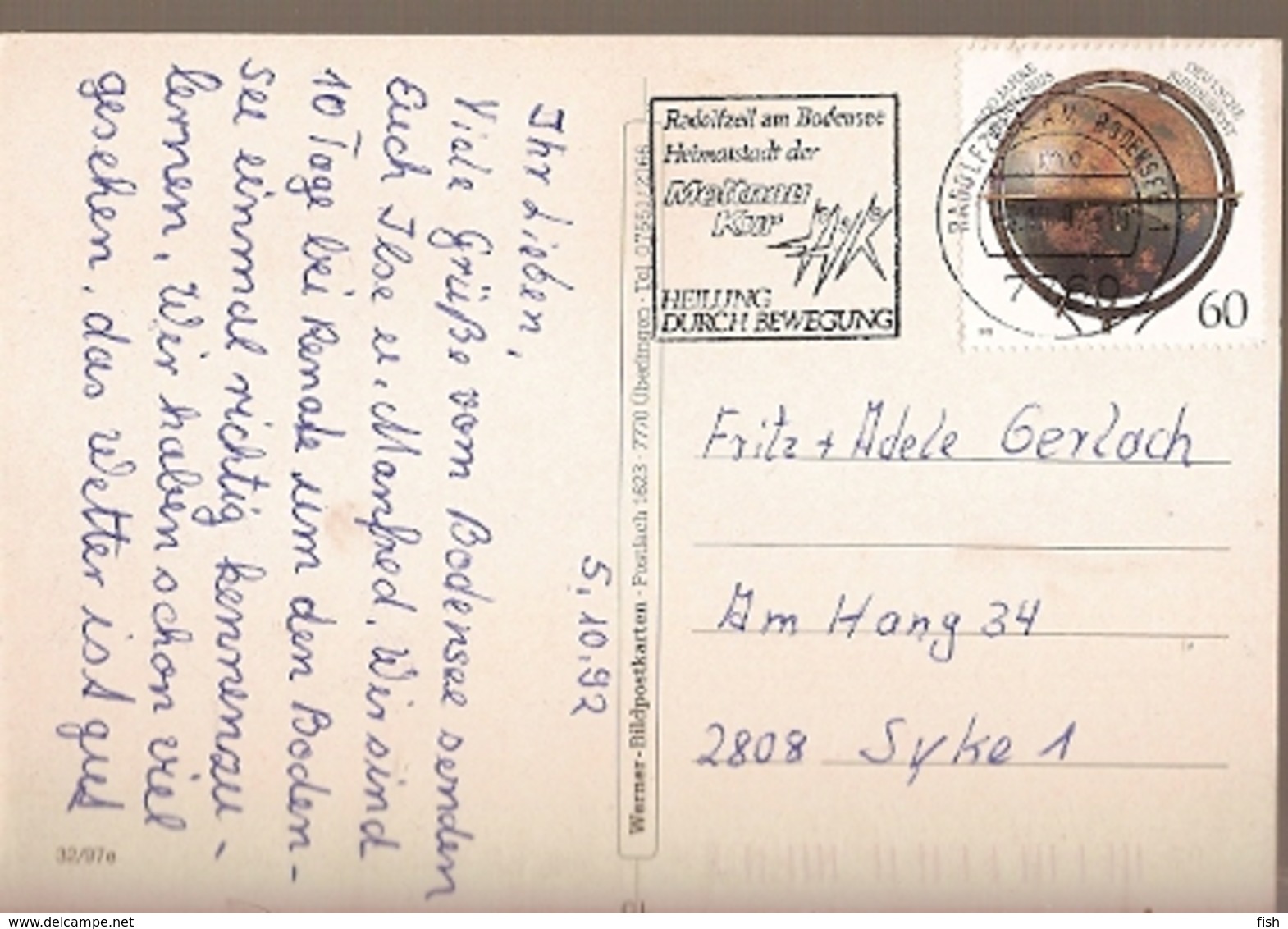 Germany & Circulated,Greetings From Radolfzell Am Bodensee, Syke 1992 (5777) - Radolfzell