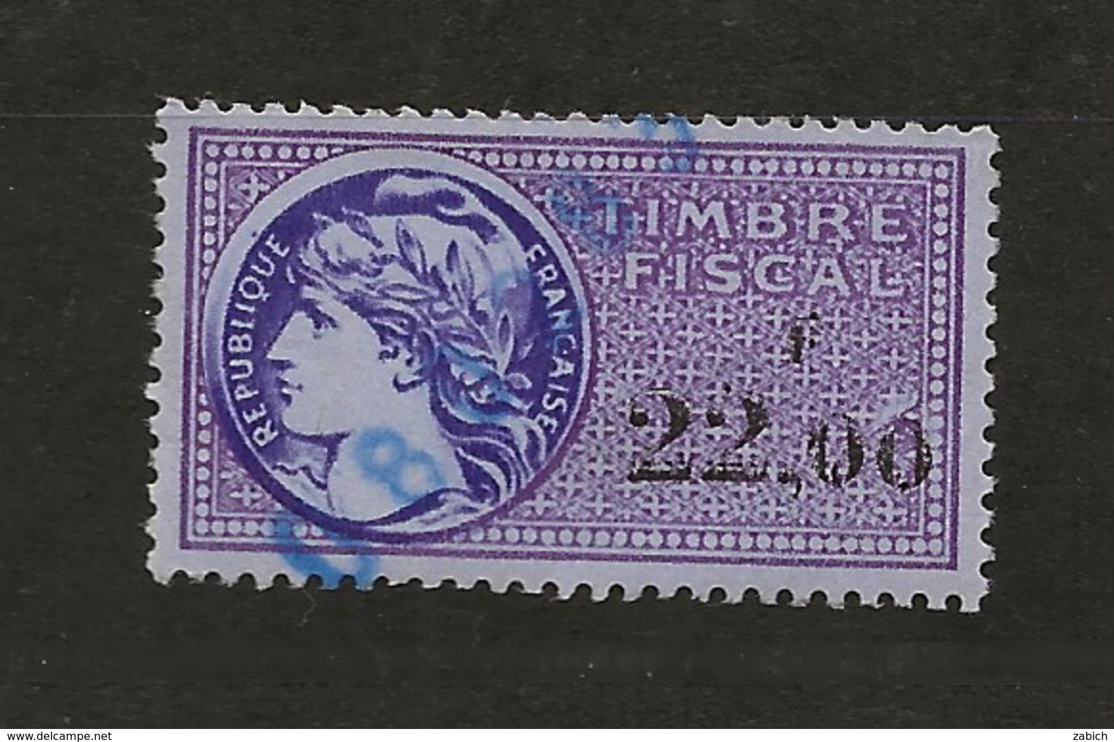 FISCAUX FRANCE SERIE UNIFIEE N°413  22F00 VIOLET - Altri & Non Classificati