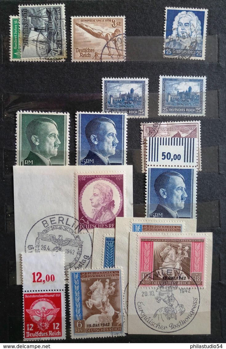 1906/1943, Netter, Meist Gestempelter Posten Deutsches Reich Im Kleinen Steckbuch - Alla Rinfusa (max 999 Francobolli)