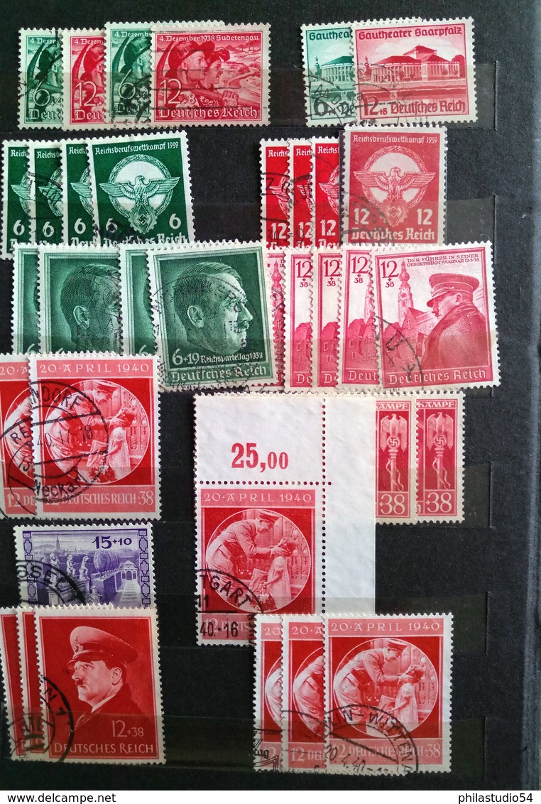 1906/1943, netter, meist gestempelter Posten Deutsches Reich im kleinen Steckbuch