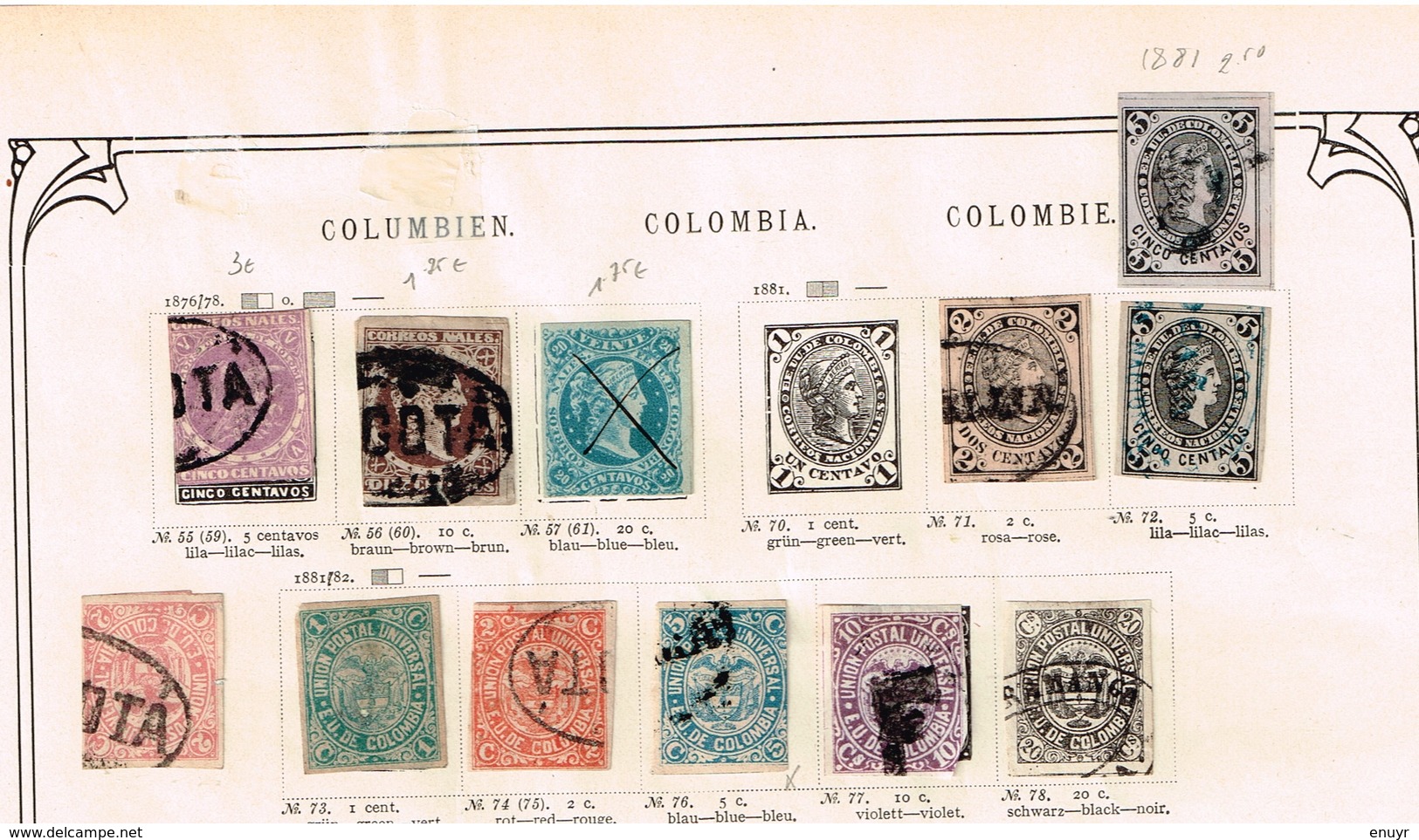 Colombie + Provinces. Ancienne collection. Old collection. Altsammlung. Oude verzameling