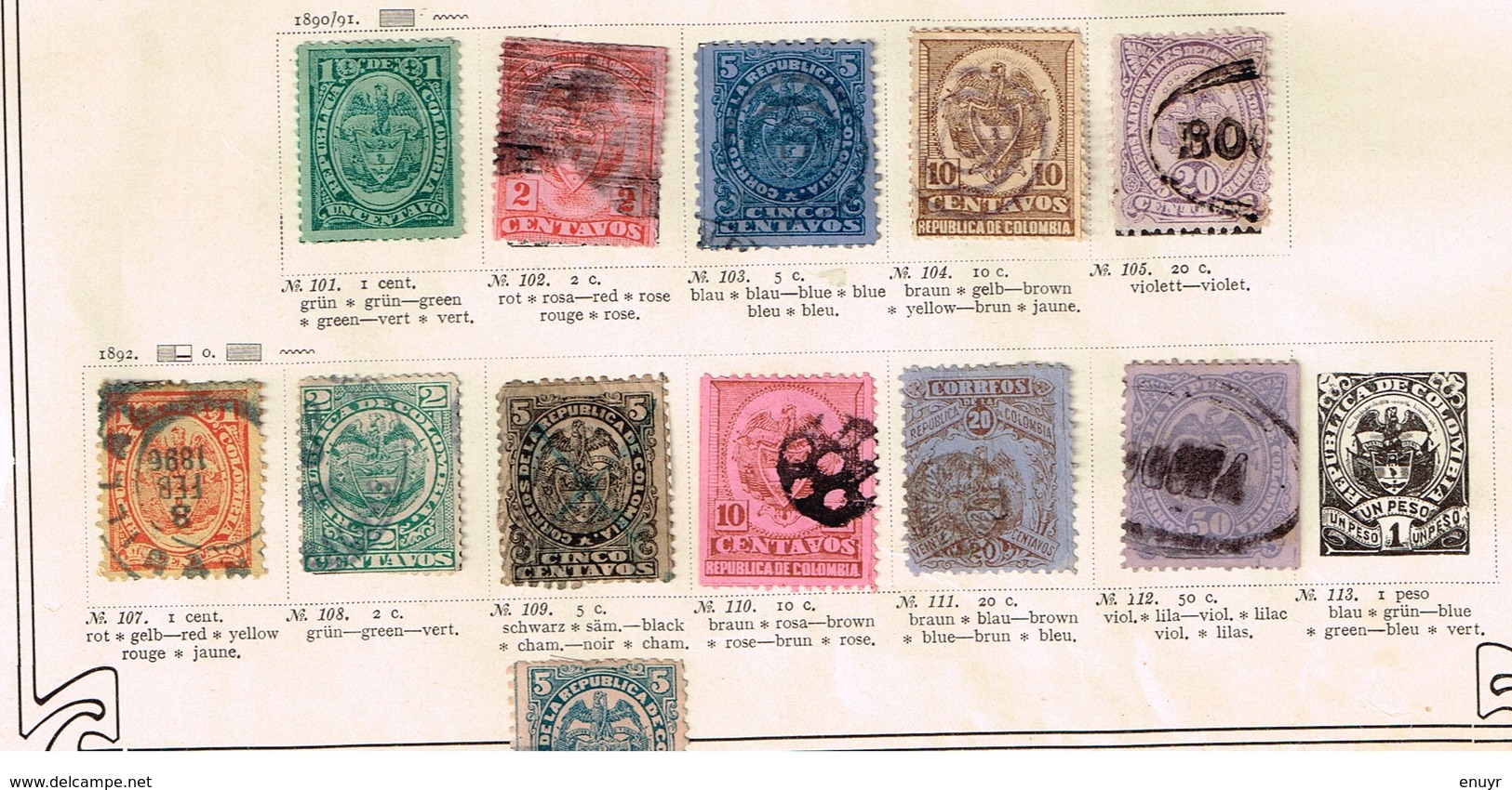 Colombie + Provinces. Ancienne collection. Old collection. Altsammlung. Oude verzameling