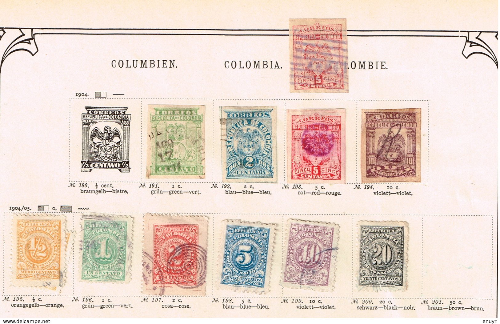 Colombie + Provinces. Ancienne collection. Old collection. Altsammlung. Oude verzameling