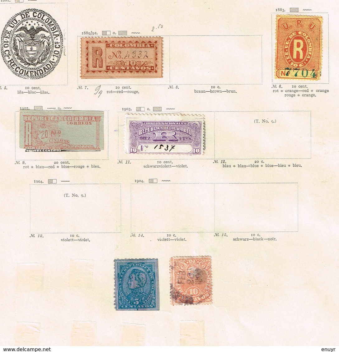 Colombie + Provinces. Ancienne collection. Old collection. Altsammlung. Oude verzameling