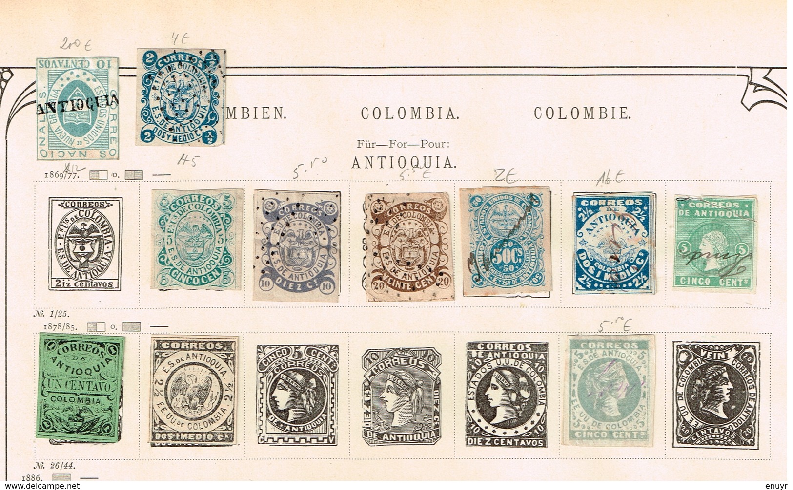 Colombie + Provinces. Ancienne collection. Old collection. Altsammlung. Oude verzameling