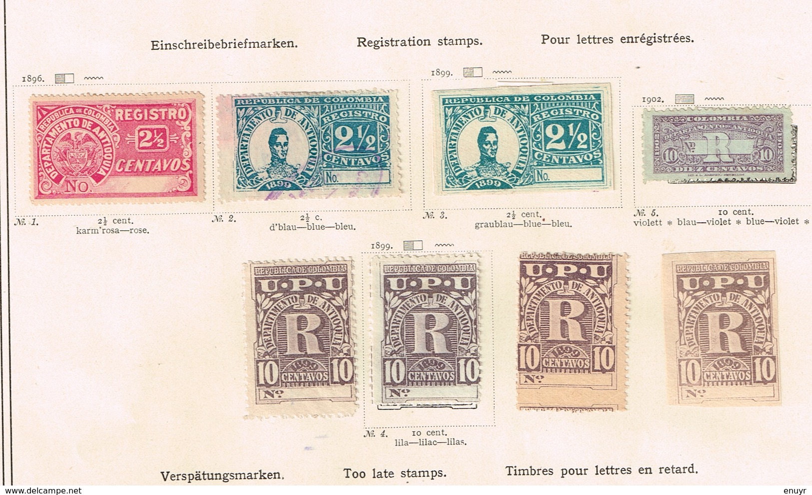 Colombie + Provinces. Ancienne collection. Old collection. Altsammlung. Oude verzameling