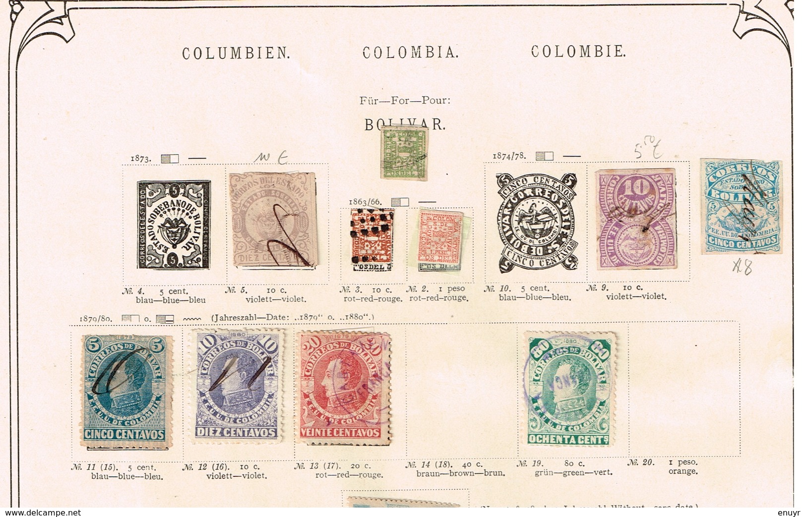 Colombie + Provinces. Ancienne collection. Old collection. Altsammlung. Oude verzameling