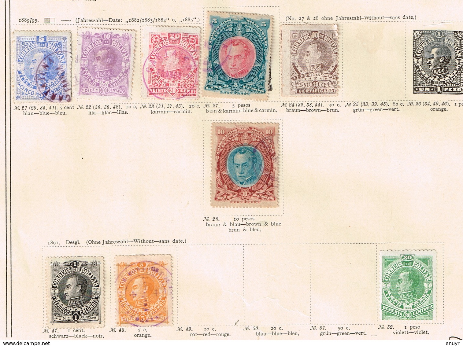 Colombie + Provinces. Ancienne collection. Old collection. Altsammlung. Oude verzameling