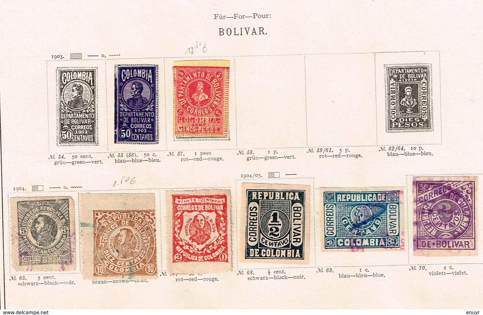 Colombie + Provinces. Ancienne collection. Old collection. Altsammlung. Oude verzameling