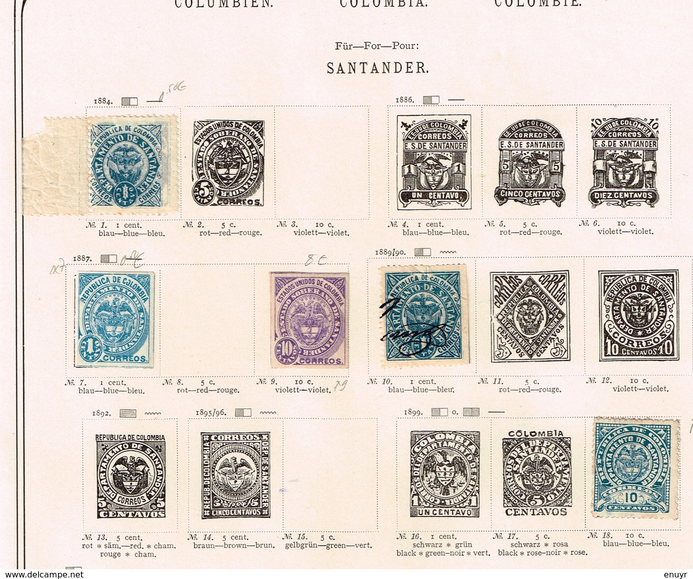 Colombie + Provinces. Ancienne collection. Old collection. Altsammlung. Oude verzameling