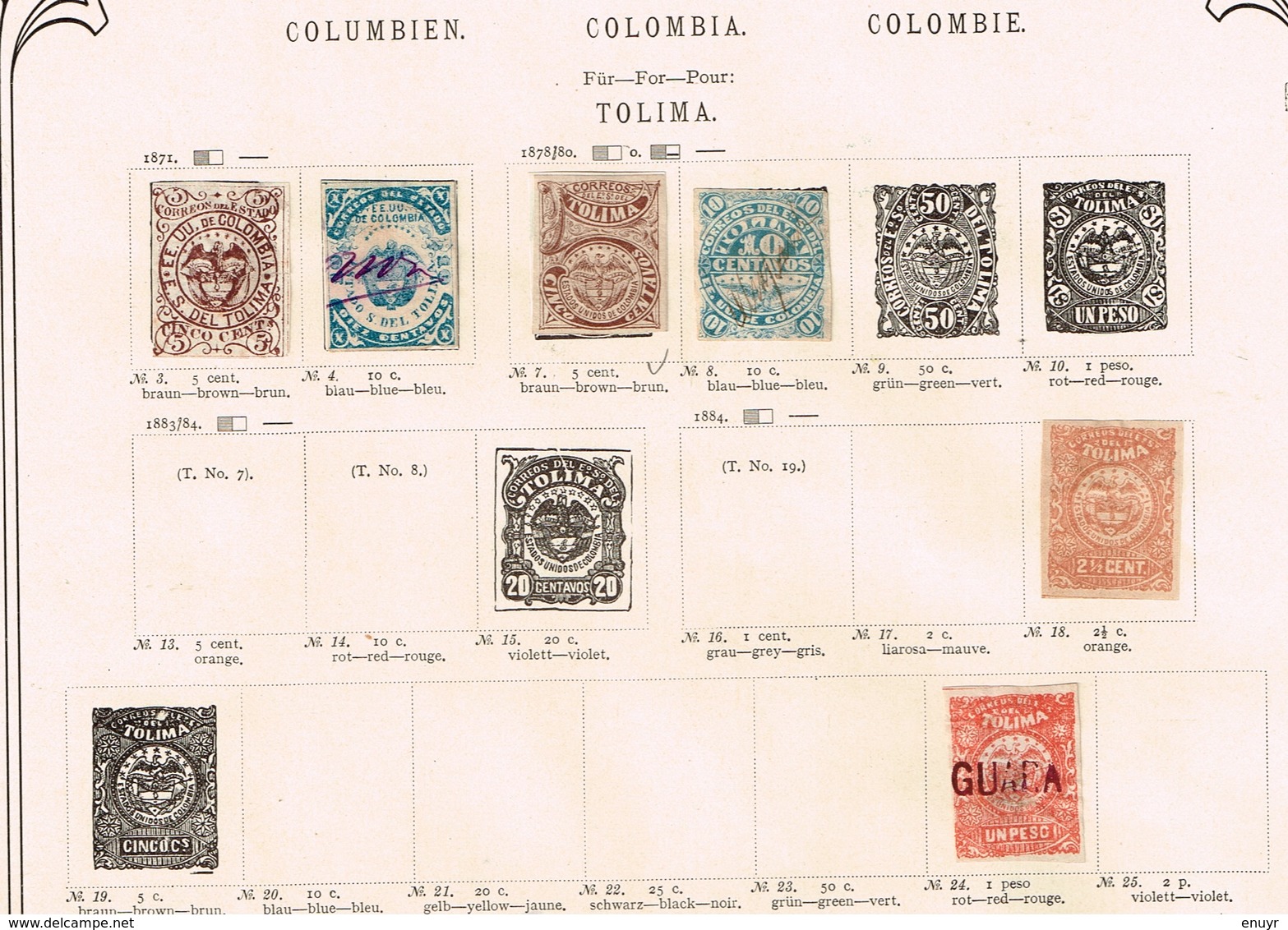 Colombie + Provinces. Ancienne collection. Old collection. Altsammlung. Oude verzameling