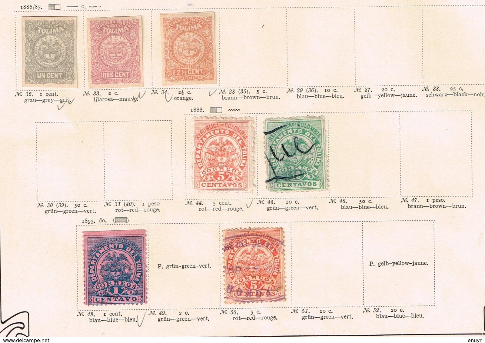 Colombie + Provinces. Ancienne collection. Old collection. Altsammlung. Oude verzameling