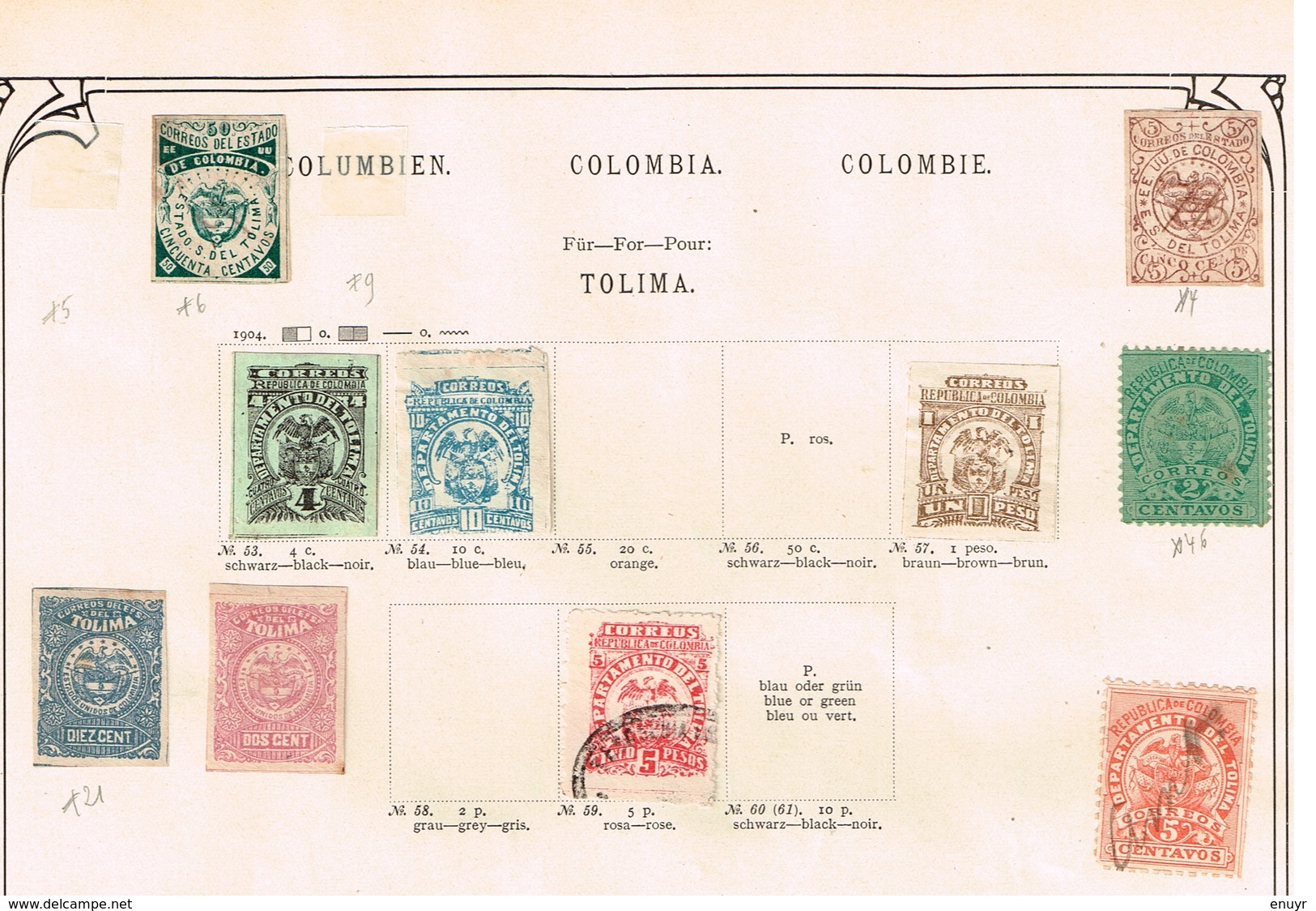 Colombie + Provinces. Ancienne collection. Old collection. Altsammlung. Oude verzameling