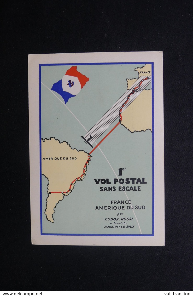 FRANCE - Carte Air France Du 1er Vol Sans Escales France / Amérique Du Sud En 1935, Retour " Raid Interrompu " - L 48939 - 1960-.... Lettres & Documents