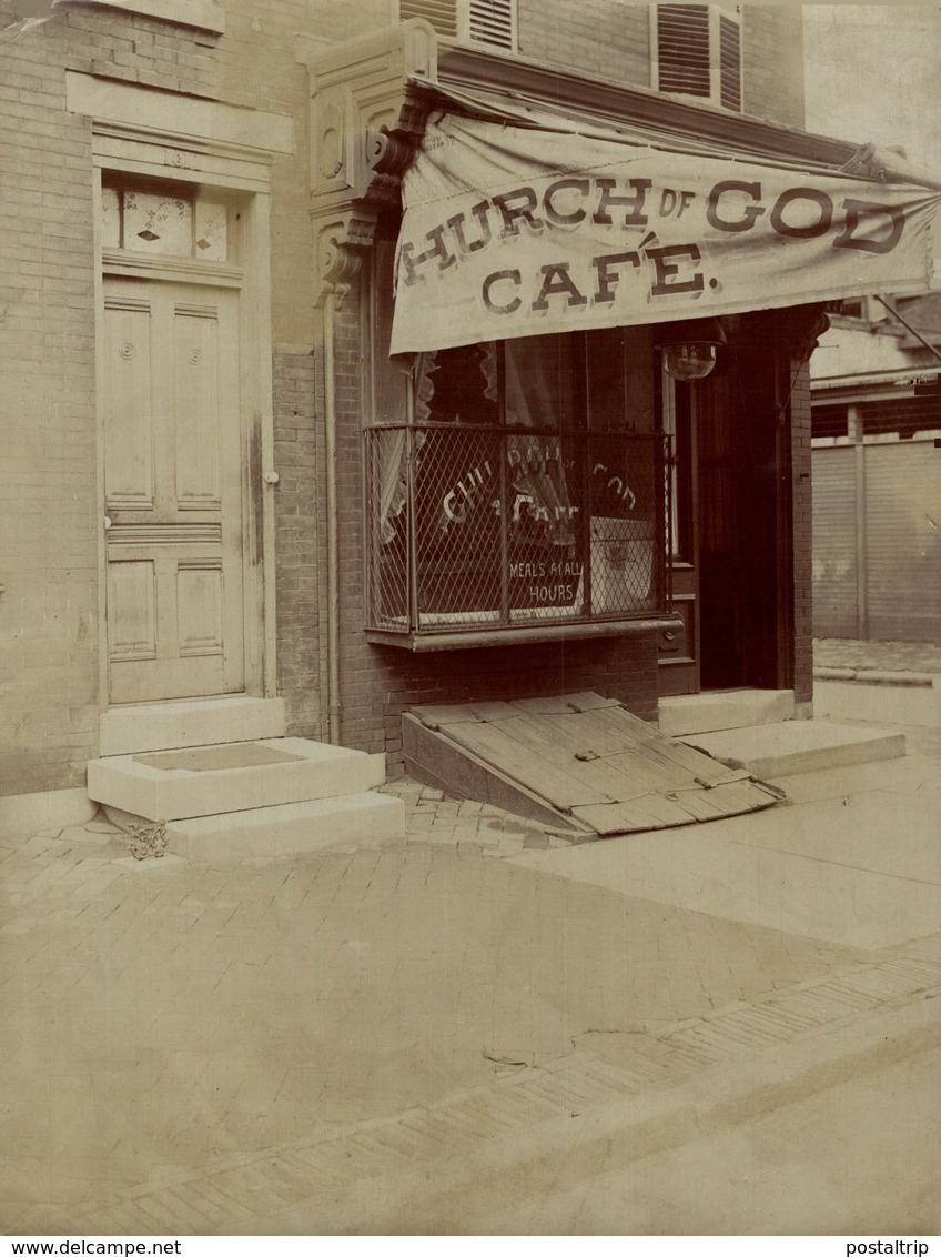 PHILADELPHIA PRESS BUREAU USA CHURCH OF GOD CAFE 20*15CM Fonds Victor FORBIN 1864-1947 - Lugares