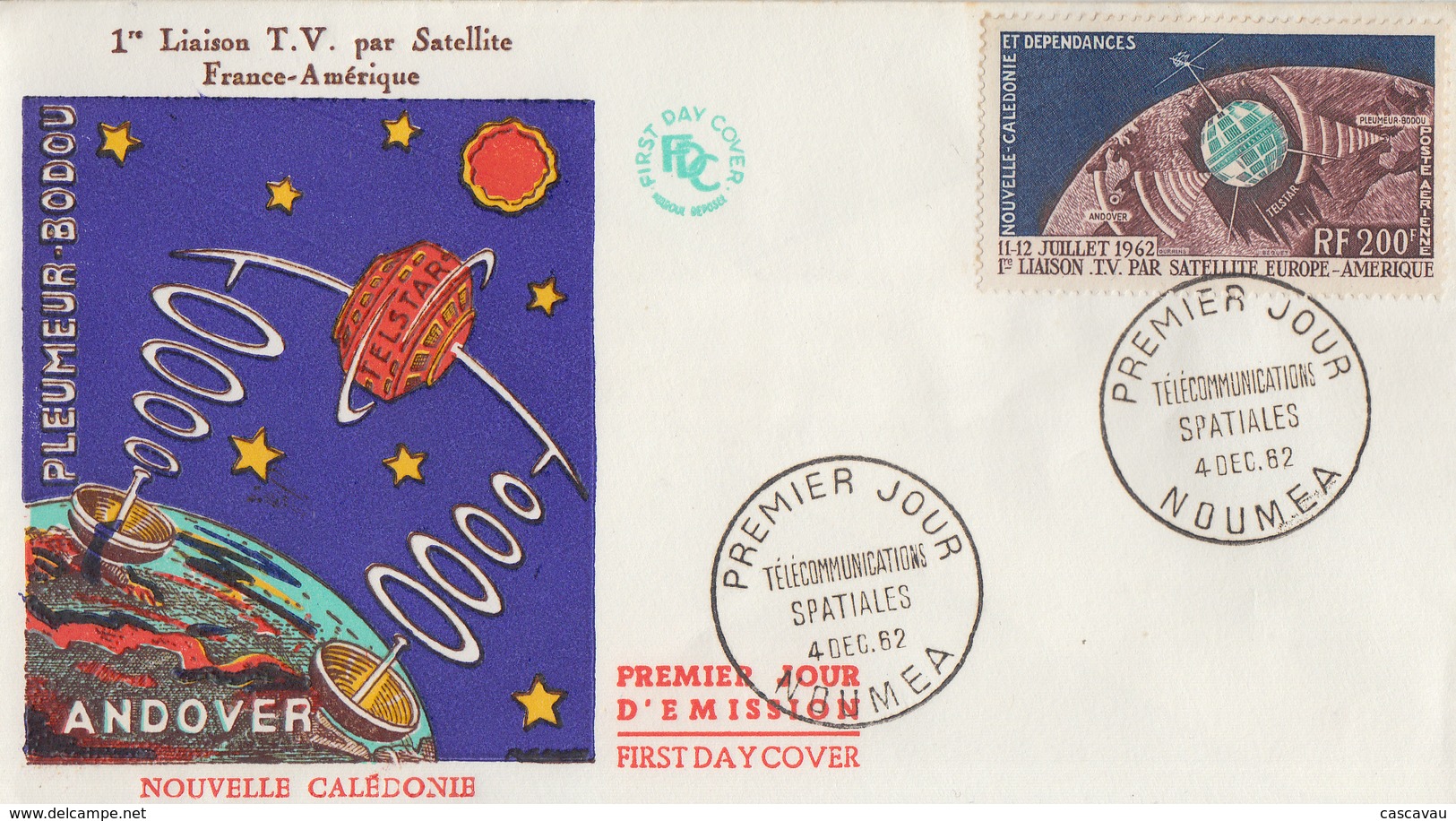 Enveloppe  FDC  1er Jour   NOUVELLE CALEDONIE   Communications   Spatiales   1962 - FDC