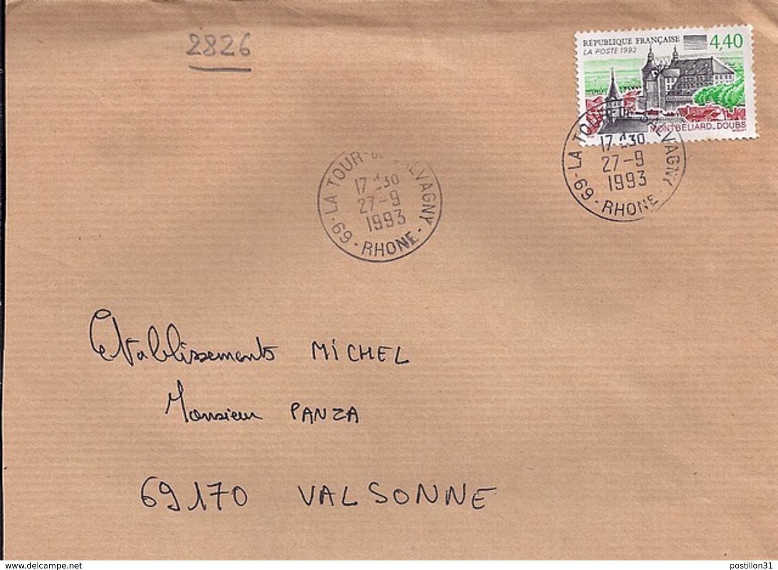 TP N°2826 SUR LETTRE DE 1993 - 1961-....