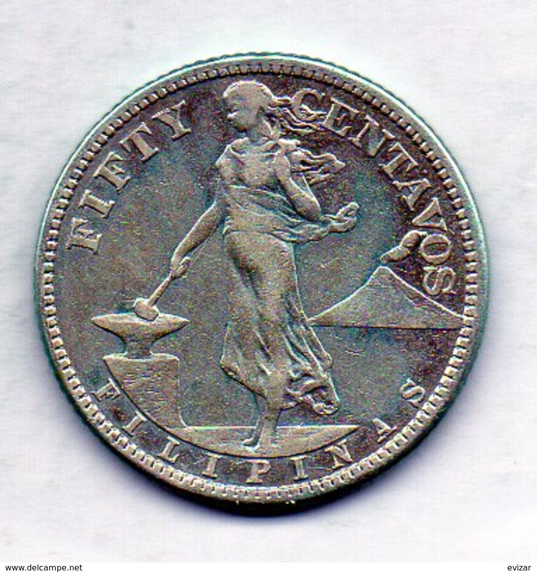 PHILIPPINES - UNITED STATES OF AMERICA, 50 Centavos, Silver, Year 1919, KM #171 - Philippinen