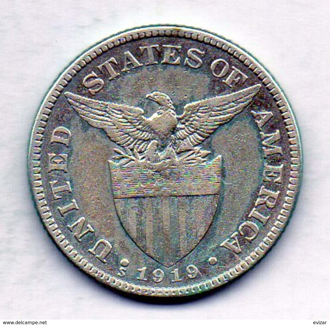 PHILIPPINES - UNITED STATES OF AMERICA, 50 Centavos, Silver, Year 1919, KM #171 - Philippinen